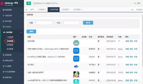 Jeecg首个开源插件CMS网站插件1.0正式发布
